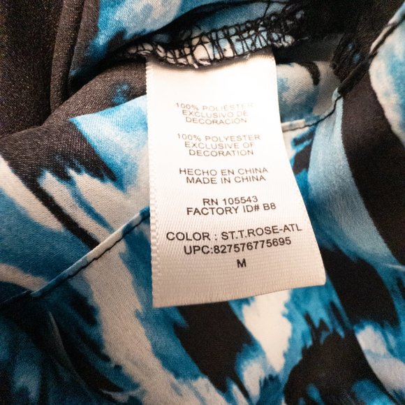 Derek Lam Size Medium Dress Black Blue Surplice Bubble Hem Pockets Faux Wrap - Picture 10 of 12